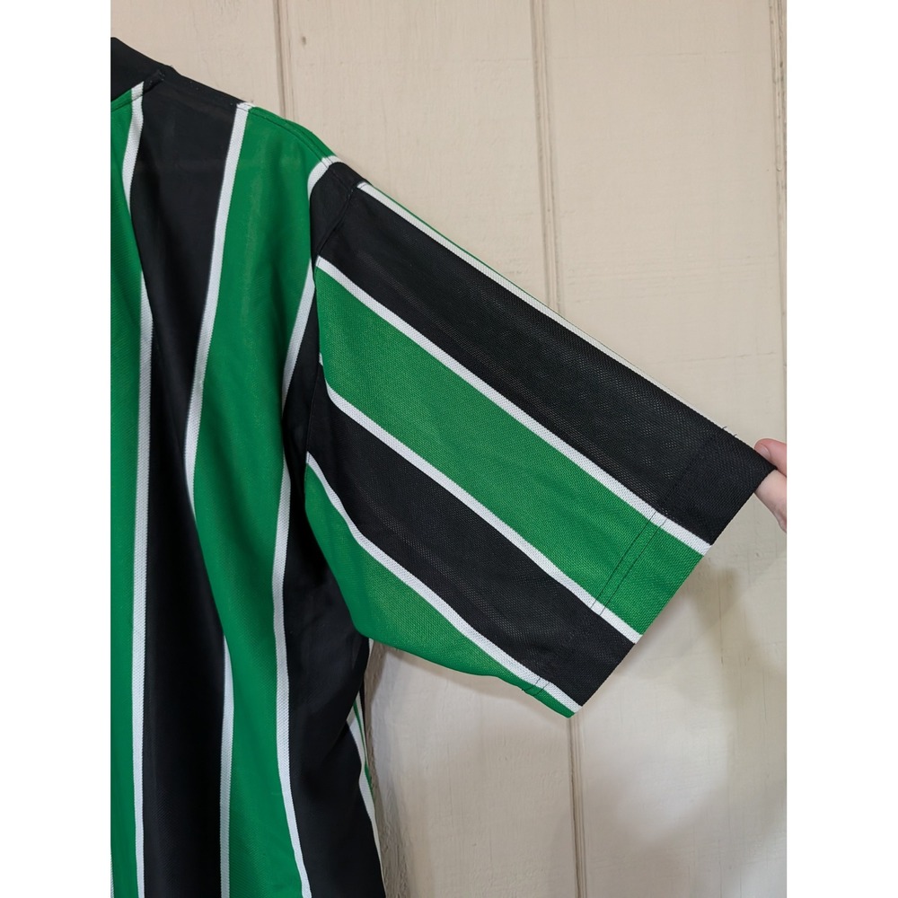Vintage 90s Nike Team Jersey Mens Green Black Vertical Stripe V-Neck Soccer L - Picture 11 of 14